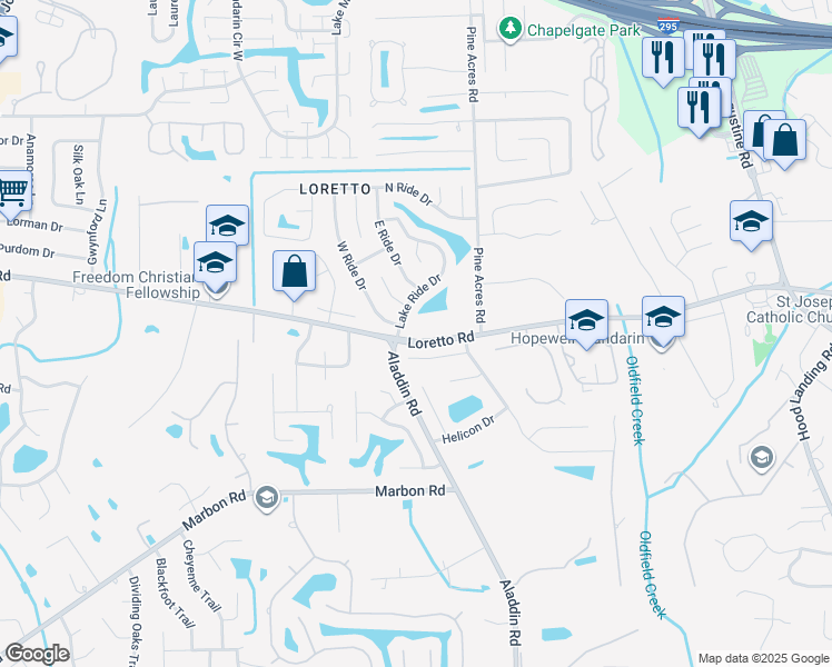 map of restaurants, bars, coffee shops, grocery stores, and more near 3737 Loretto Road in Jacksonville