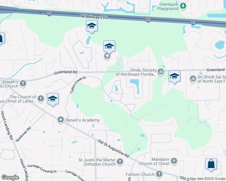 map of restaurants, bars, coffee shops, grocery stores, and more near 4863 Frost Lake Drive in Jacksonville