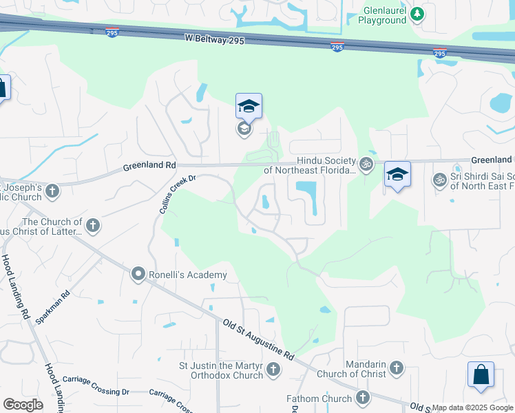 map of restaurants, bars, coffee shops, grocery stores, and more near 4863 Frost Lake Drive in Jacksonville