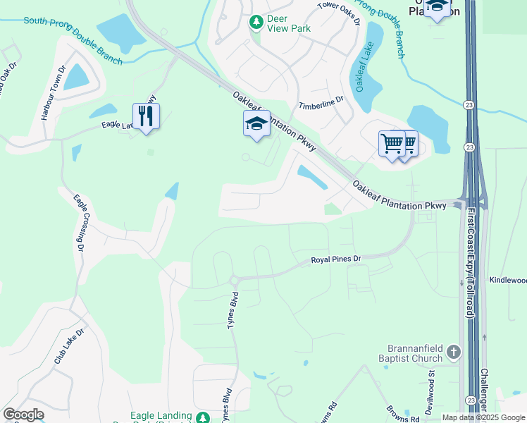 map of restaurants, bars, coffee shops, grocery stores, and more near 837 Quiet Stone Lane in Orange Park