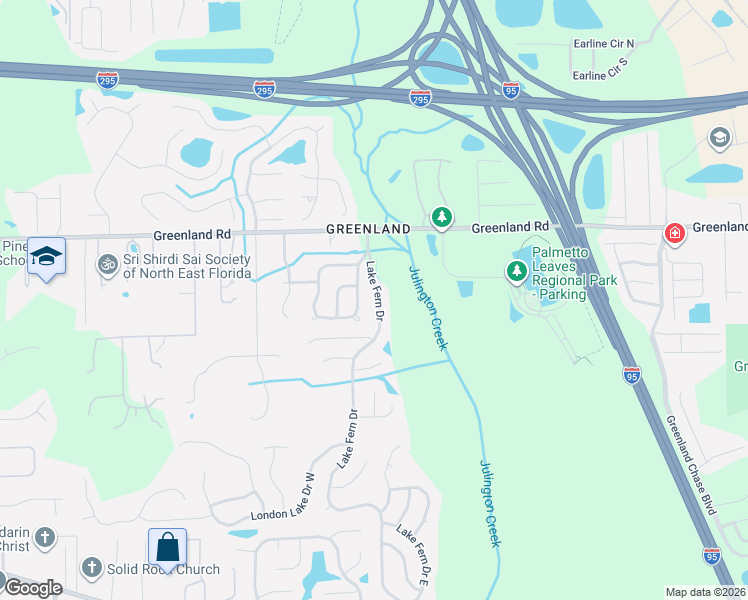 map of restaurants, bars, coffee shops, grocery stores, and more near 11851 Coastal Lane in Jacksonville