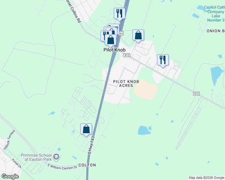 map of restaurants, bars, coffee shops, grocery stores, and more near 6902 Viewing Place in Austin