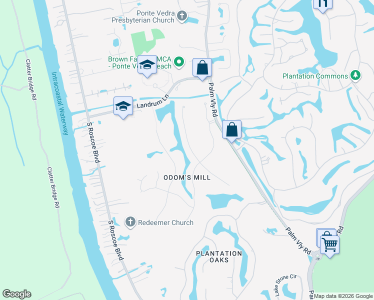 map of restaurants, bars, coffee shops, grocery stores, and more near 321 Sawmill Lane in Ponte Vedra Beach