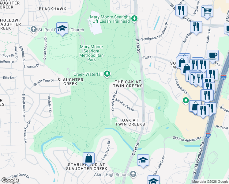 map of restaurants, bars, coffee shops, grocery stores, and more near 400 Chinese Elm Court in Austin