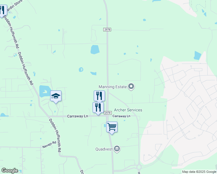 map of restaurants, bars, coffee shops, grocery stores, and more near 27612 Farm to Market Road 2978 in Magnolia