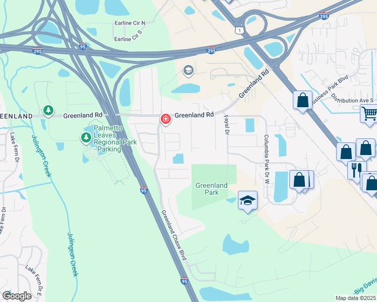 map of restaurants, bars, coffee shops, grocery stores, and more near 11788 Greenada Drive in Jacksonville