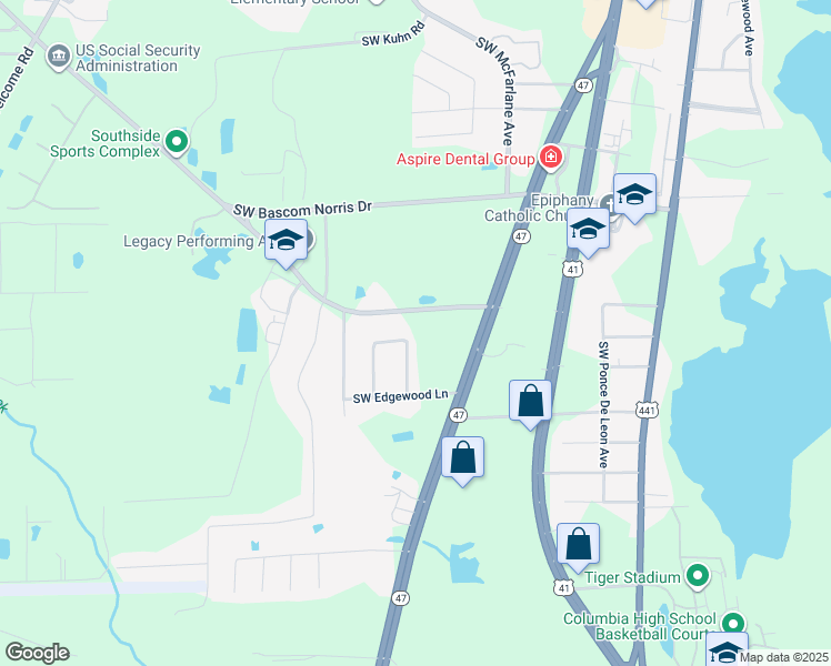 map of restaurants, bars, coffee shops, grocery stores, and more near 191 SW Vermont Way in Lake City