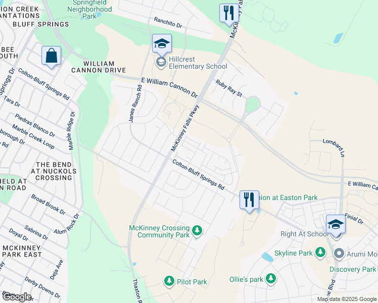 map of restaurants, bars, coffee shops, grocery stores, and more near 7117 Silver Star Lane in Austin