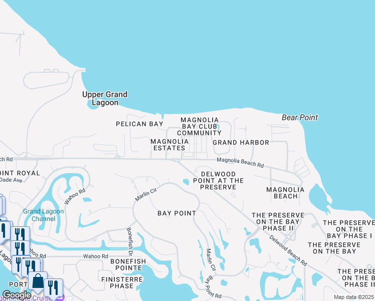 map of restaurants, bars, coffee shops, grocery stores, and more near 4812 Stellata Lane in Panama City