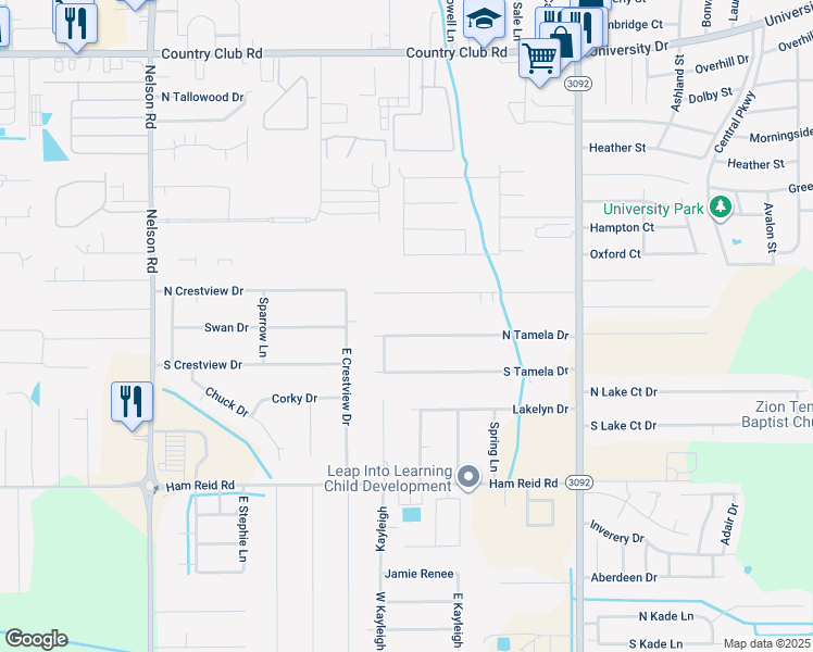 map of restaurants, bars, coffee shops, grocery stores, and more near 1111 N Tamela Dr in Lake Charles