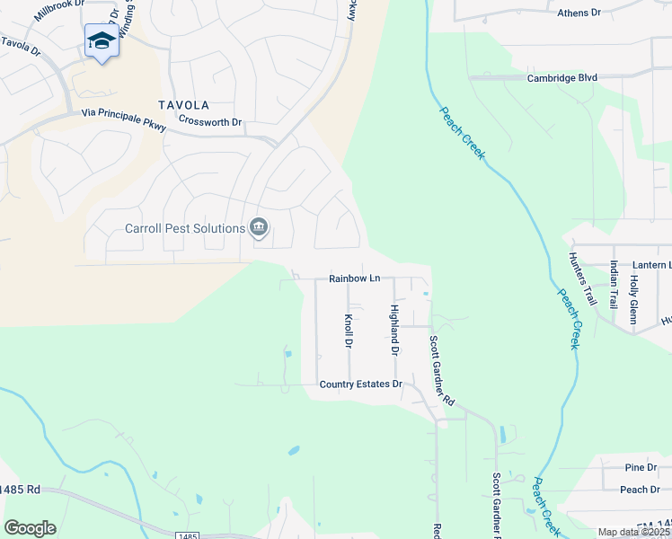 map of restaurants, bars, coffee shops, grocery stores, and more near 24961 Rainbow Lane in New Caney