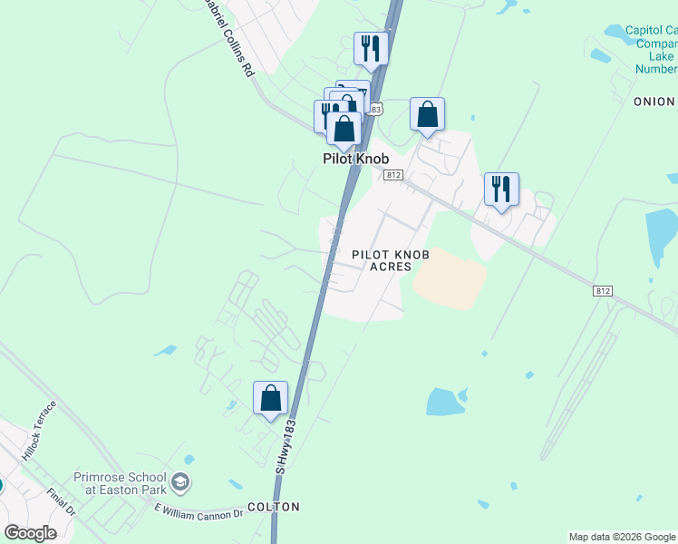 map of restaurants, bars, coffee shops, grocery stores, and more near 6902 Viewing Place in Austin