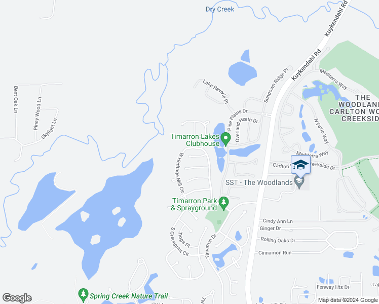 map of restaurants, bars, coffee shops, grocery stores, and more near 34 Tealight Place in Tomball