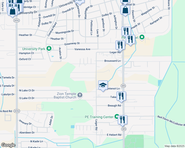 map of restaurants, bars, coffee shops, grocery stores, and more near 100-312 Cobb Rd in Lake Charles