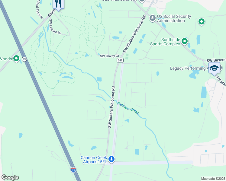 map of restaurants, bars, coffee shops, grocery stores, and more near 1703 Southwest Sisters Welcome Road in Lake City