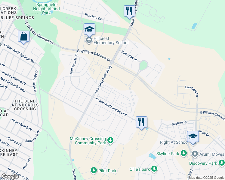 map of restaurants, bars, coffee shops, grocery stores, and more near 7117 Silver Star Lane in Austin
