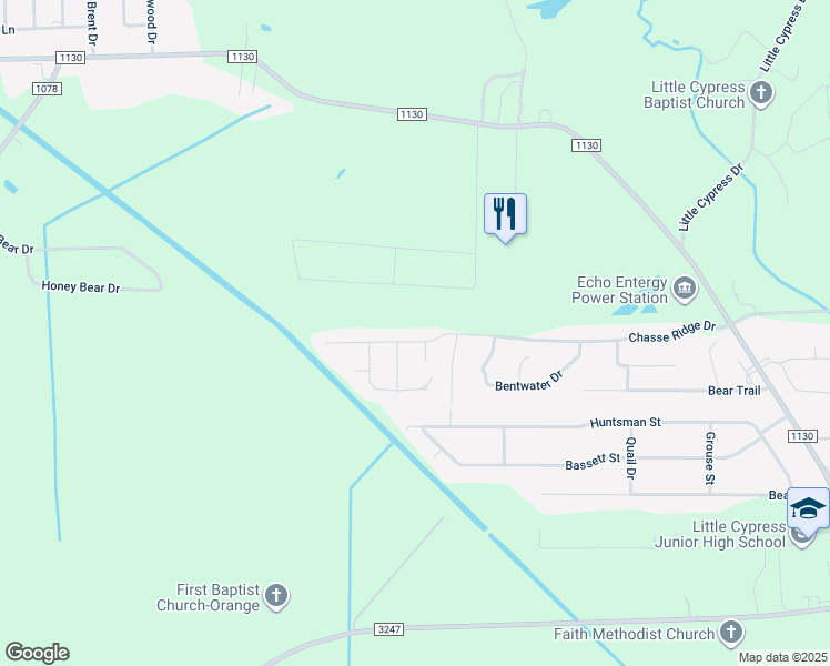 map of restaurants, bars, coffee shops, grocery stores, and more near 3210 Chasse Ridge Drive in Orange