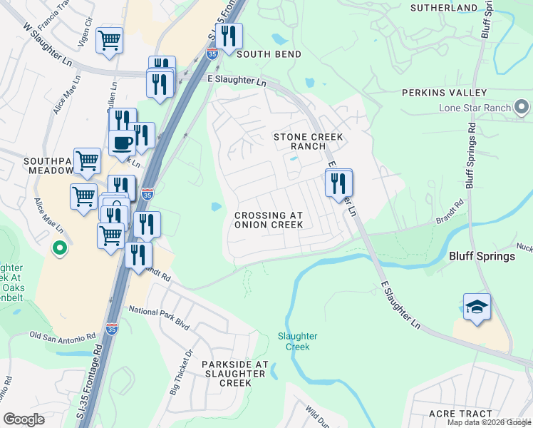 map of restaurants, bars, coffee shops, grocery stores, and more near 9205 Grant Forest Drive in Austin