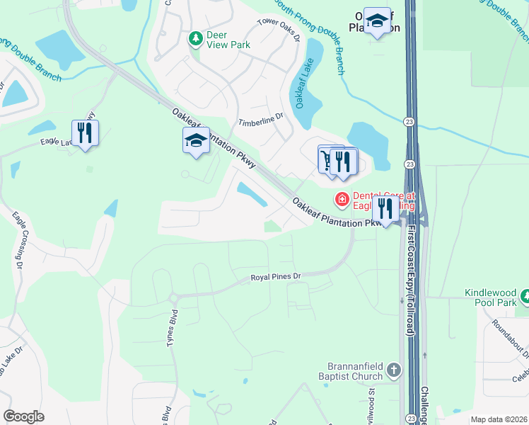 map of restaurants, bars, coffee shops, grocery stores, and more near 534 Southwood Way in Orange Park