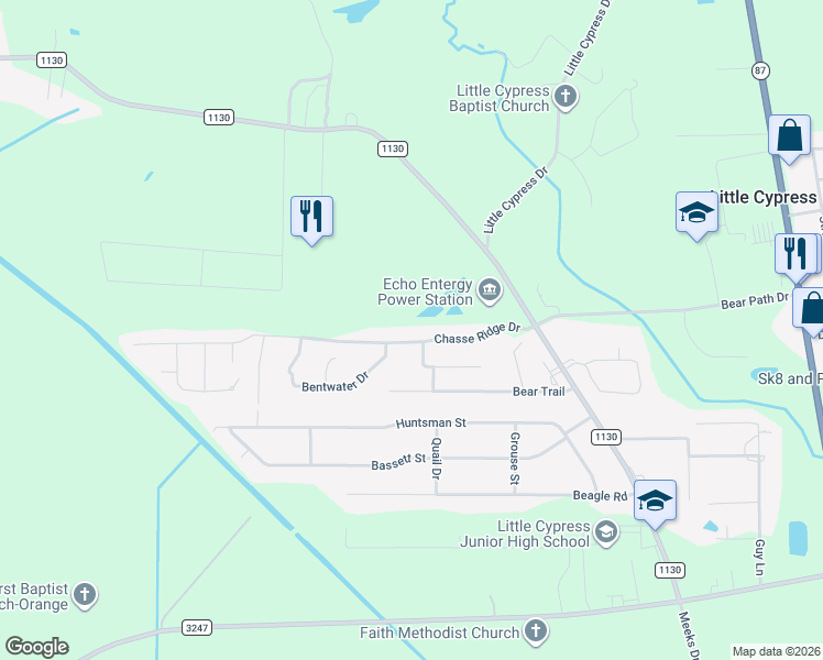 map of restaurants, bars, coffee shops, grocery stores, and more near 2904 Chasse Ridge Drive in Orange