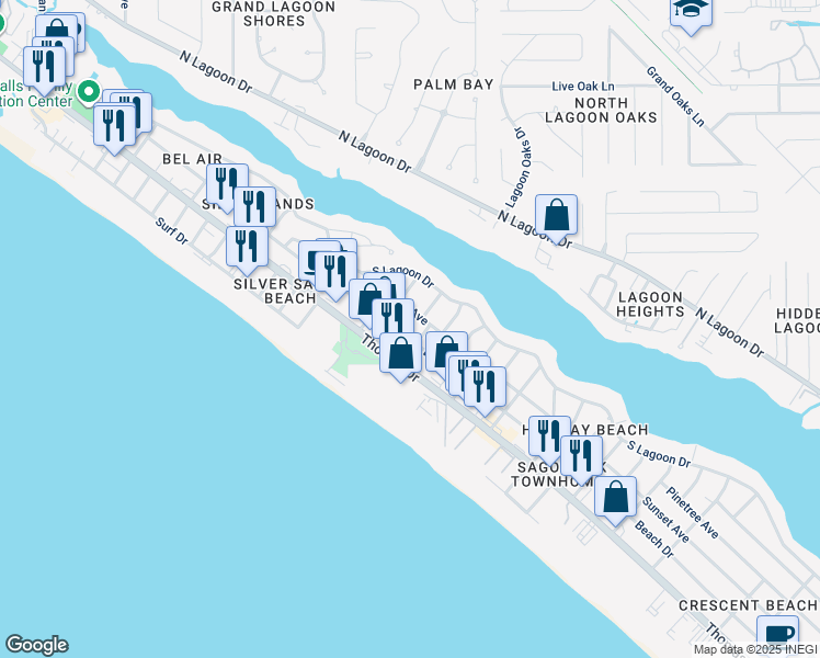 map of restaurants, bars, coffee shops, grocery stores, and more near 7327 Sunset Avenue in Panama City Beach