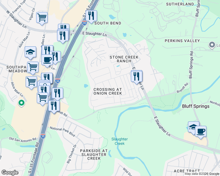 map of restaurants, bars, coffee shops, grocery stores, and more near 9205 Grant Forest Drive in Austin