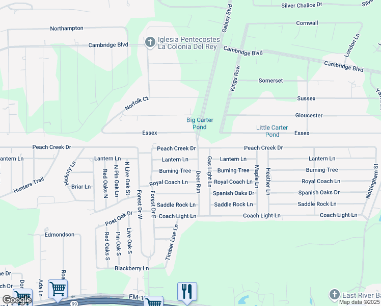 map of restaurants, bars, coffee shops, grocery stores, and more near 26737 Peach Creek Drive in New Caney