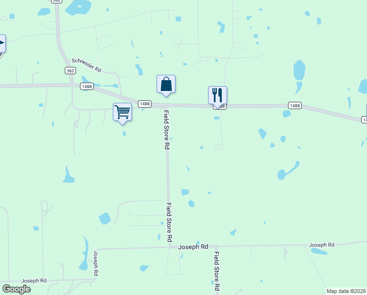 map of restaurants, bars, coffee shops, grocery stores, and more near 27186 Fields Store Road in Waller