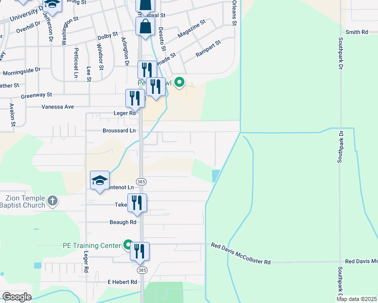 map of restaurants, bars, coffee shops, grocery stores, and more near 899 Sundale Drive in Lake Charles