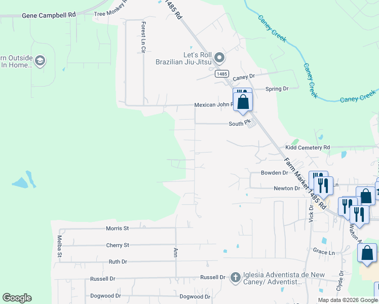 map of restaurants, bars, coffee shops, grocery stores, and more near 19788 Espinosa Lane in New Caney