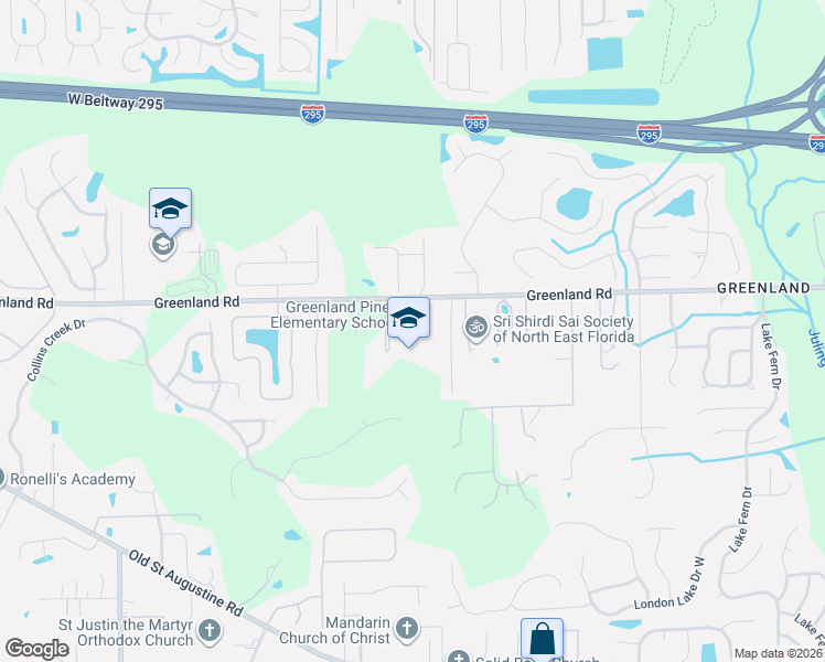 map of restaurants, bars, coffee shops, grocery stores, and more near 5050 Greenland Road in Jacksonville