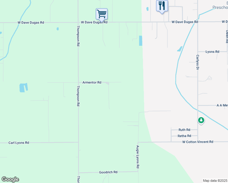 map of restaurants, bars, coffee shops, grocery stores, and more near 1055 Armentor Road in Sulphur