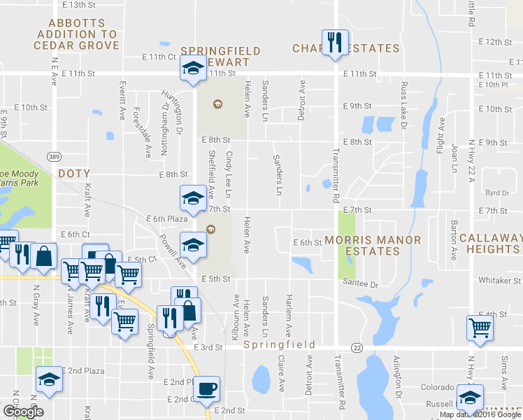 map of restaurants, bars, coffee shops, grocery stores, and more near 3706 East 7th Street in Panama City