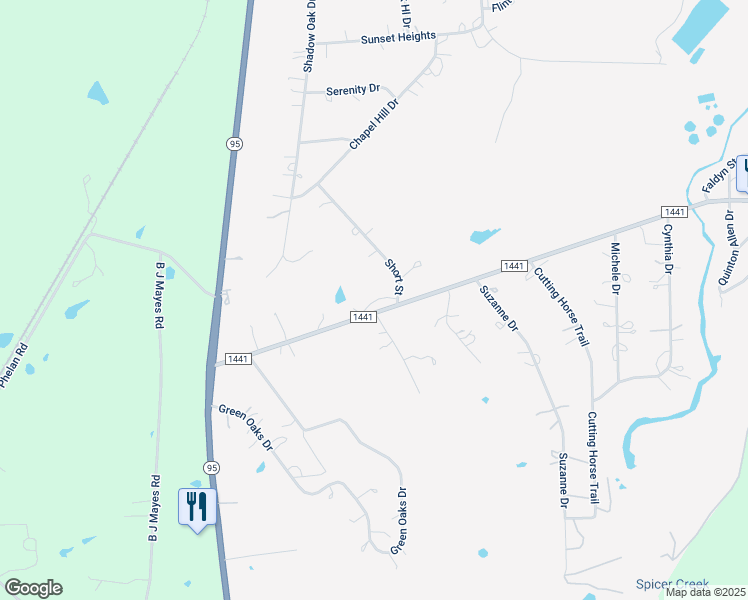 map of restaurants, bars, coffee shops, grocery stores, and more near 195 Farm to Market Road 1441 in Bastrop
