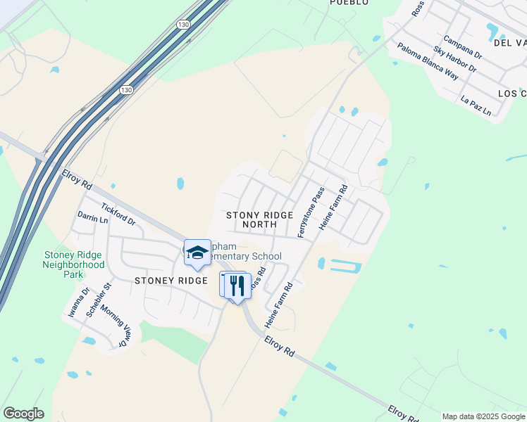 map of restaurants, bars, coffee shops, grocery stores, and more near 6808 Panda Royle Drive in Austin