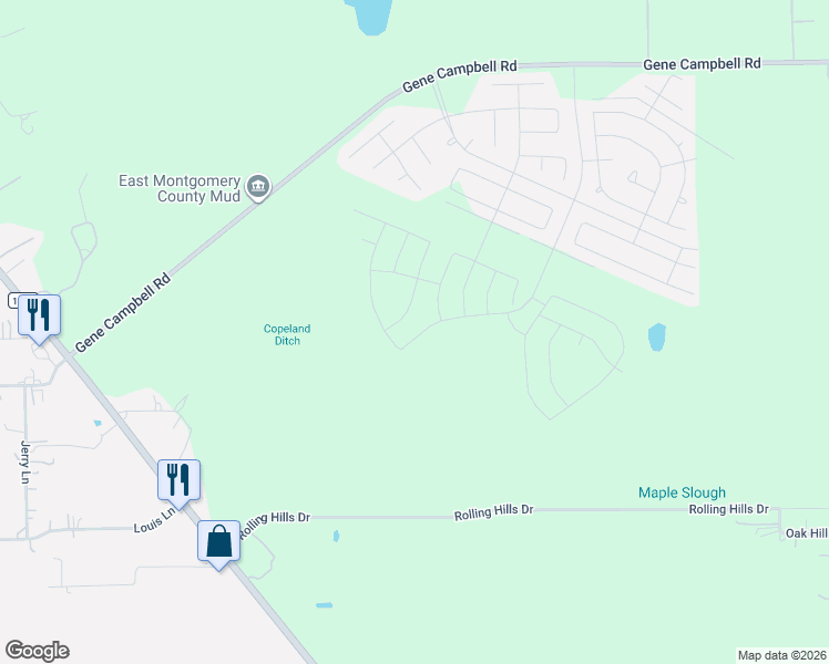 map of restaurants, bars, coffee shops, grocery stores, and more near Elgin Studs Court in Roman Forest