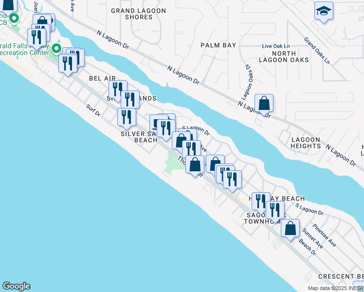 map of restaurants, bars, coffee shops, grocery stores, and more near 7420 Thomas Drive in Panama City Beach