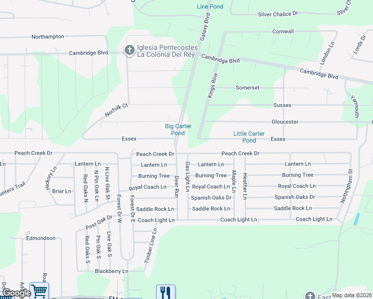 map of restaurants, bars, coffee shops, grocery stores, and more near 26845 Peach Creek Drive in New Caney