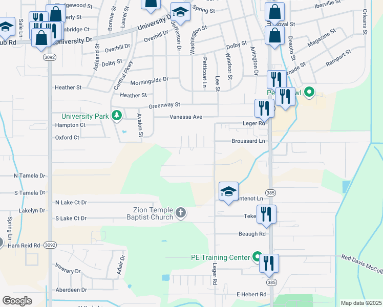 map of restaurants, bars, coffee shops, grocery stores, and more near 209 Dobbertine Rd in Lake Charles
