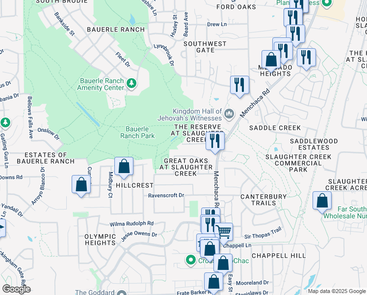 map of restaurants, bars, coffee shops, grocery stores, and more near 2213 Boyds Way in Austin