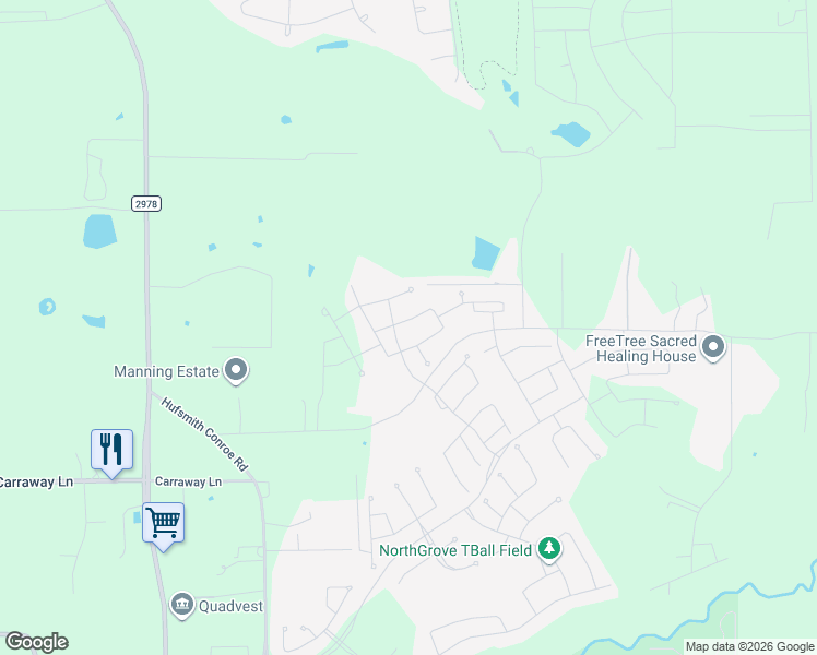 map of restaurants, bars, coffee shops, grocery stores, and more near 8038 Whisper Grove Drive in Magnolia