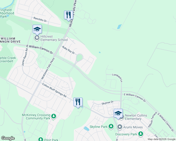 map of restaurants, bars, coffee shops, grocery stores, and more near 7207 Auburn Blaze Lane in Austin