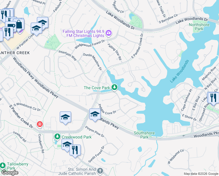 map of restaurants, bars, coffee shops, grocery stores, and more near 6 Hampton Place in Spring
