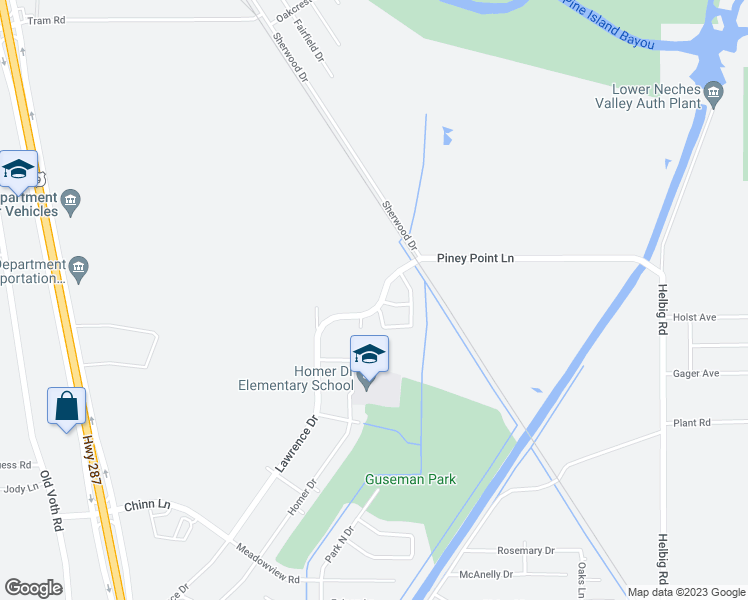 map of restaurants, bars, coffee shops, grocery stores, and more near 9495 Piney Point Lane in Beaumont