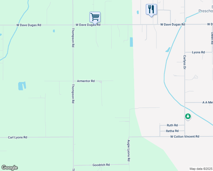 map of restaurants, bars, coffee shops, grocery stores, and more near 1055 Armentor Road in Sulphur