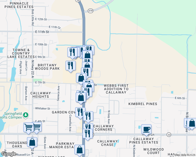 map of restaurants, bars, coffee shops, grocery stores, and more near 5784 Callaway Circle in Panama City