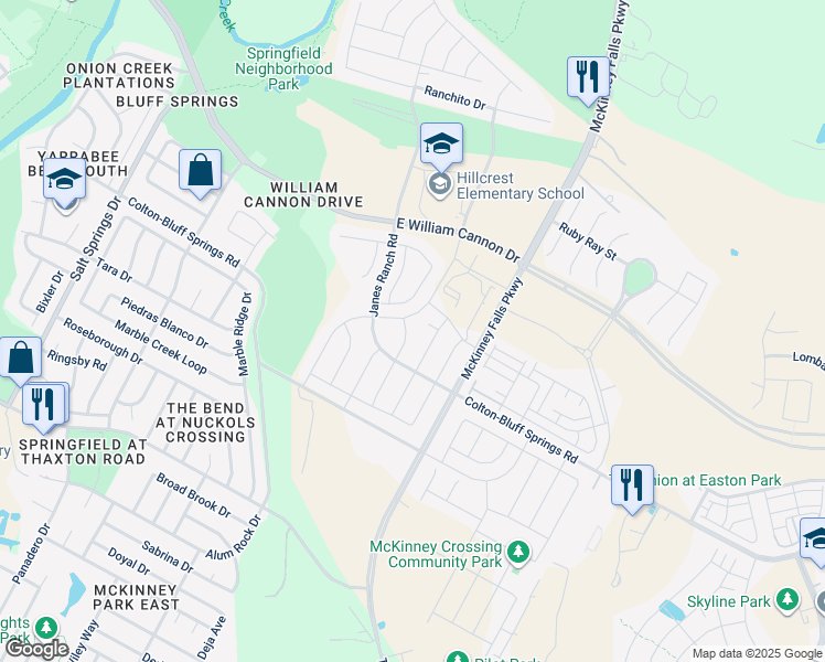 map of restaurants, bars, coffee shops, grocery stores, and more near 7409 Groundhog Way in Austin