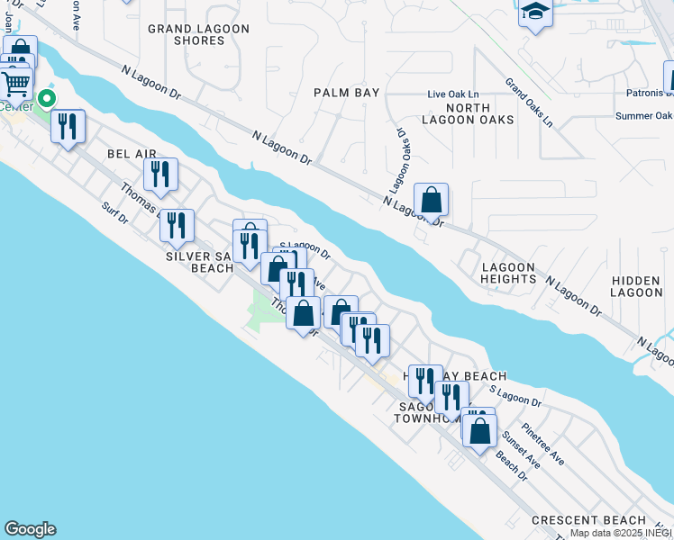 map of restaurants, bars, coffee shops, grocery stores, and more near 7300 Sunset Avenue in Panama City
