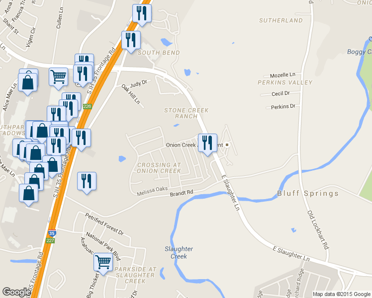 map of restaurants, bars, coffee shops, grocery stores, and more near 9300 Rowlands Sayle Road in Austin