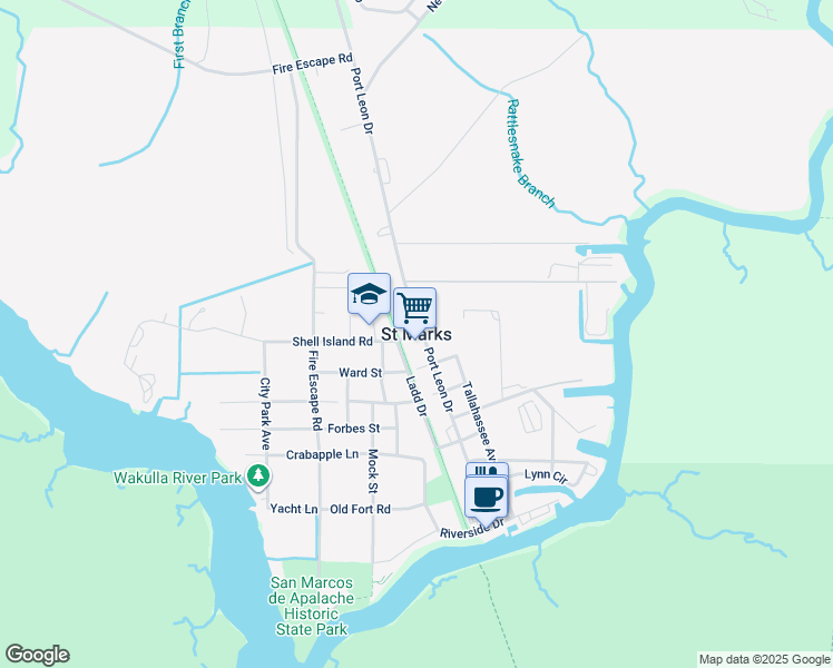 map of restaurants, bars, coffee shops, grocery stores, and more near in Saint Marks